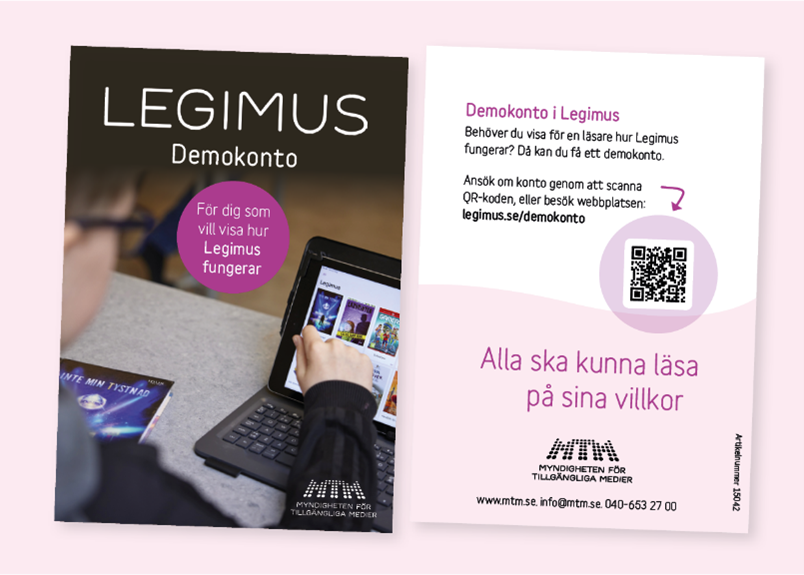 Folder om demokonto i Legimus