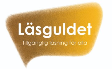 Läsguldets logotyp som är en pratbubbla i guldfärg.